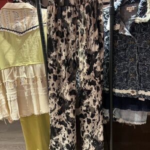 NWT Abstract Print Flowy Satin Wide Leg Pants